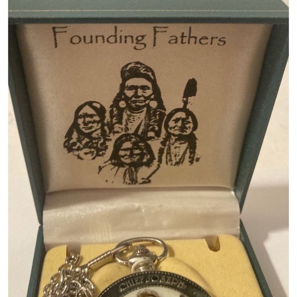 Vintage Metal Pocket Watch, Founding Fathers, Native, Clock, Time Piece, - Picture 4 of 5